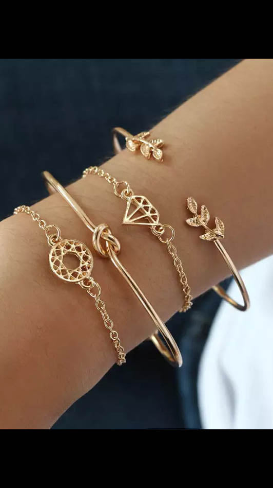 Golden Elements 4-Piece Minimalist Bracelet & Bangle Sets