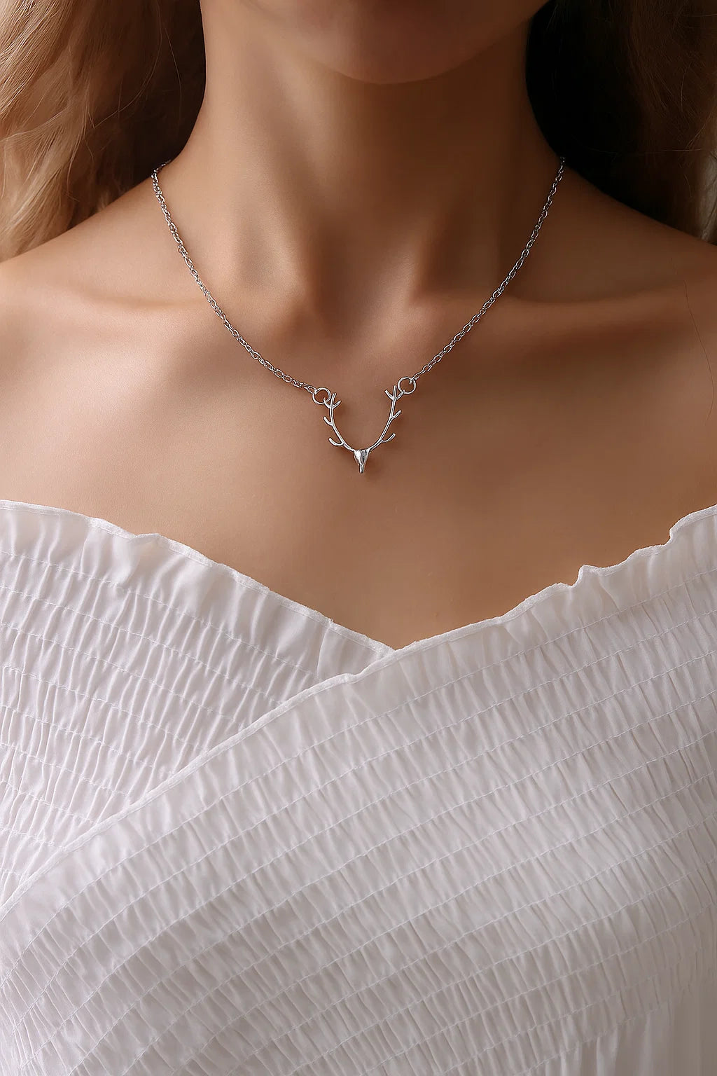 Women’s Silver Antler Charm Necklace