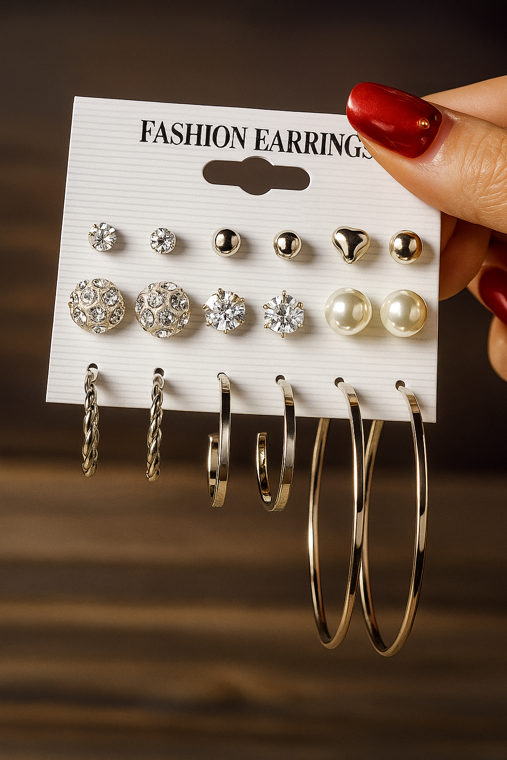 Trendy 9 Pairs Crystal Stud Earring