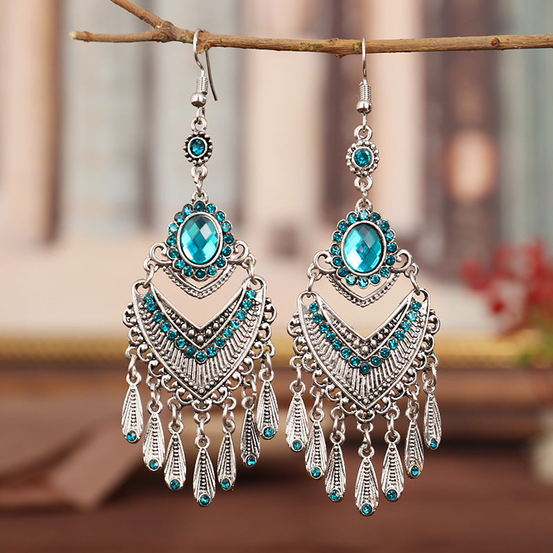 Turquoise Ethnic Drop Earrings