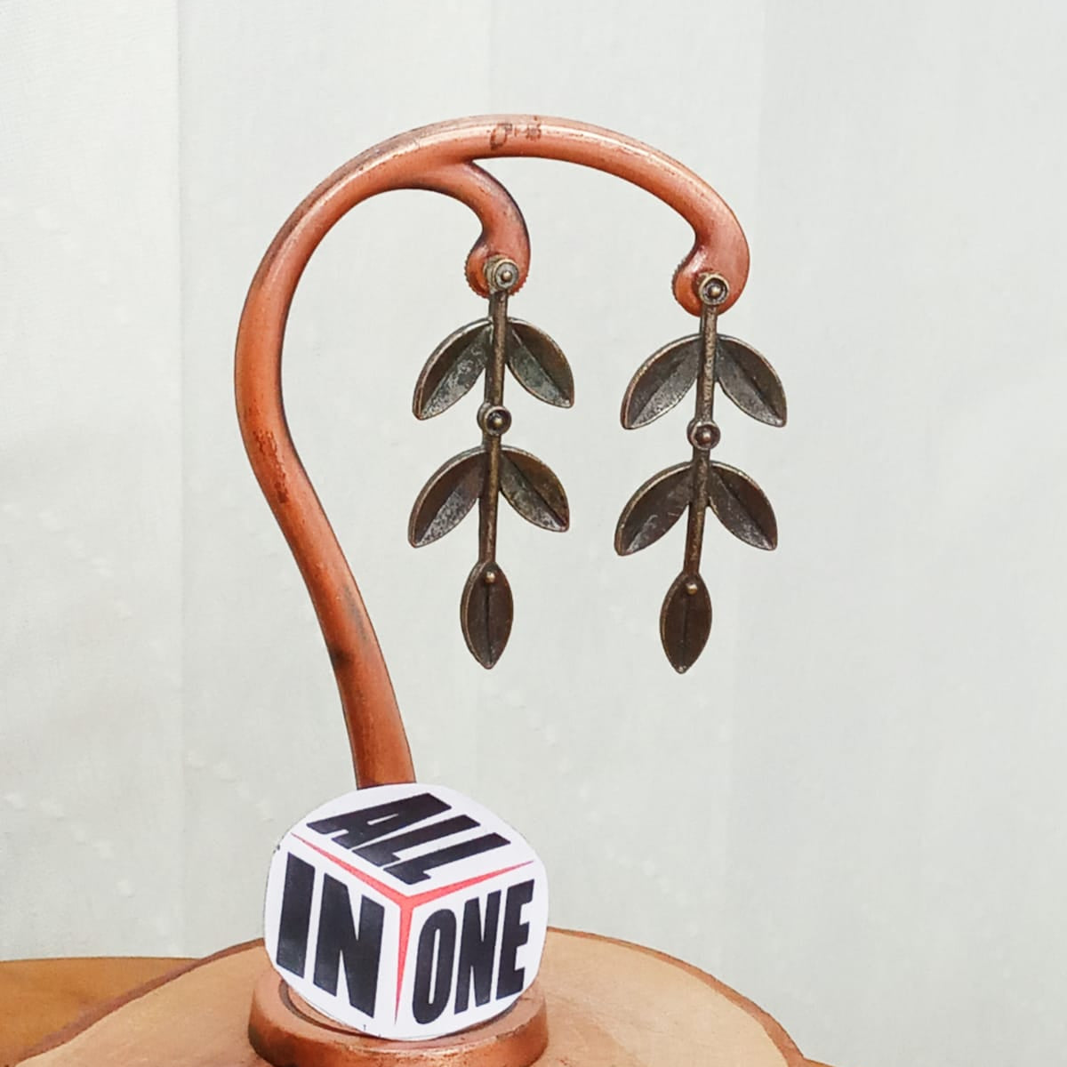 Antique Bronze Laurel Leaf Drop Earring