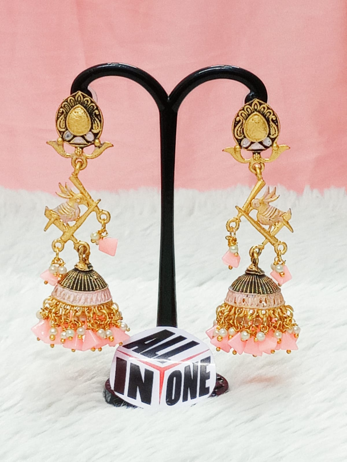 Golden Sunshine Abstract Jhumka Drops