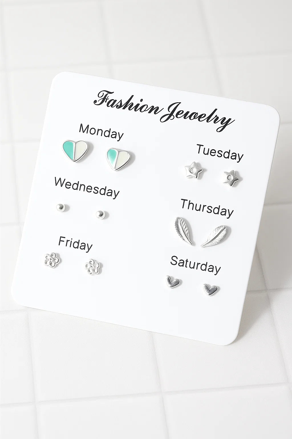 6 Pairs Weekly Ear Studs Set
