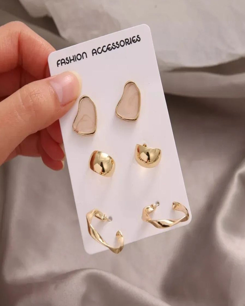 Trendy 3 Pairs Korean Stud Earrings