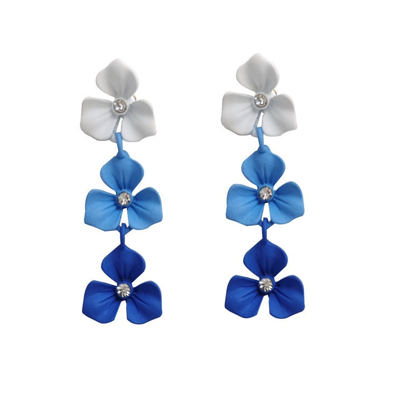 Klein Blue Color Gradient Flower Drop Earring
