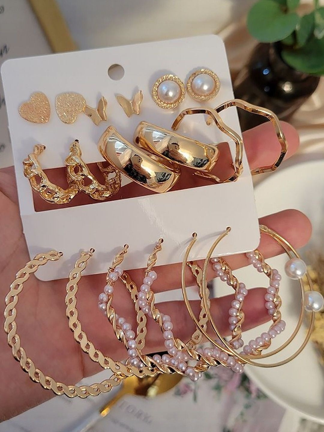 9 Pairs Trendy Earrings Set – Lightweight, Stylish & Perfect for Everyday Wear