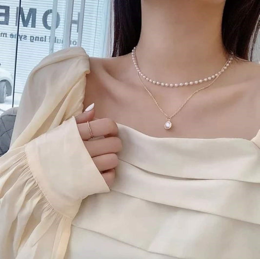 Simple Temperament Double Layer Imitation Pearl Chain