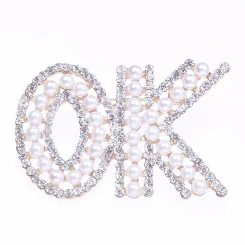 OK Pearl Crystal Brooch Hijab Safety Pin