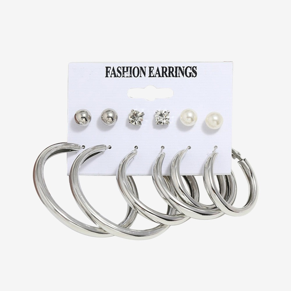 6 Pairs Pearl Stud Earrings