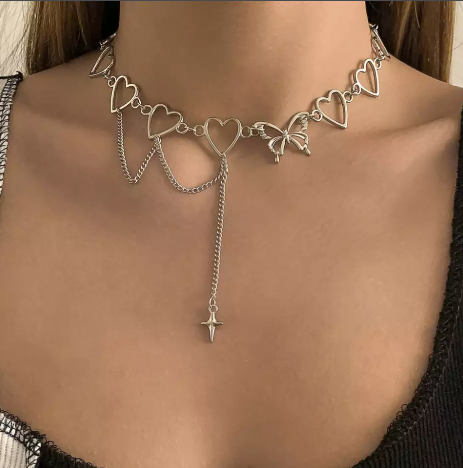 Korean Fashionable Heart-Shaped Chain Necklaces