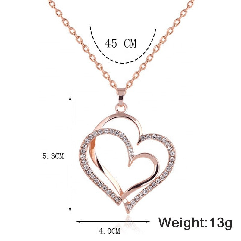 Crystal Double Love Heart Rhinestone Choker