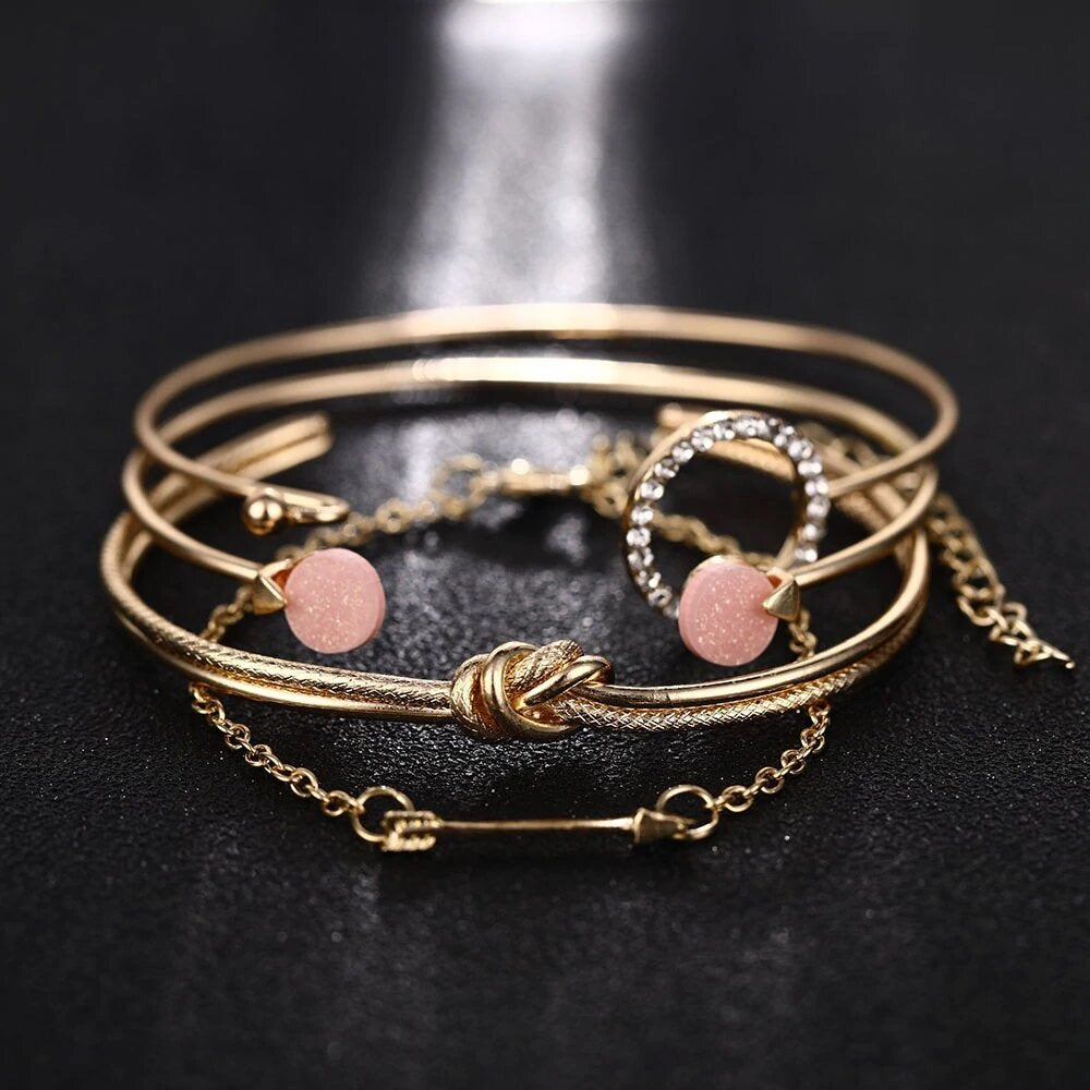 Bohemian Adjustable Charm Bangle 4 Pcs