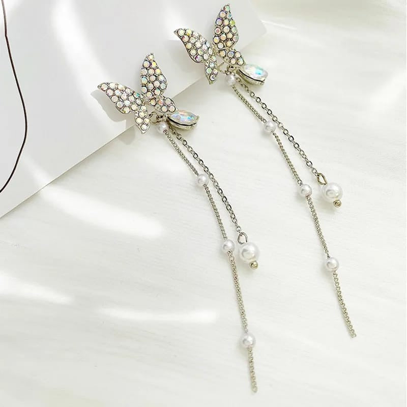 Crystal Butterfly Drop Earring