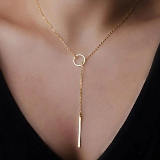 Metal Ring Short Stick Chain Neckless