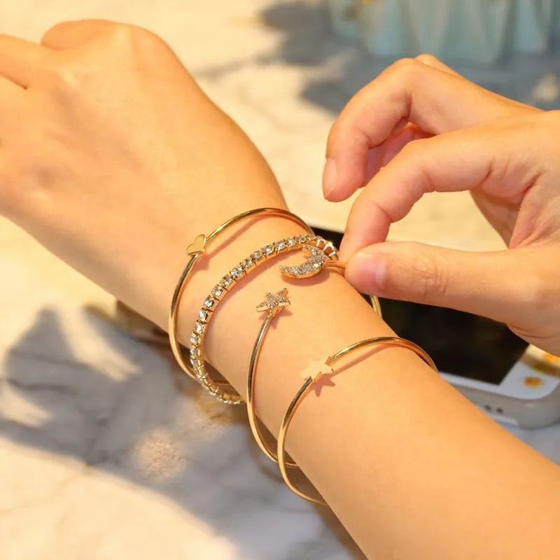 4PC Simple Fashion Star Moon Bracelet