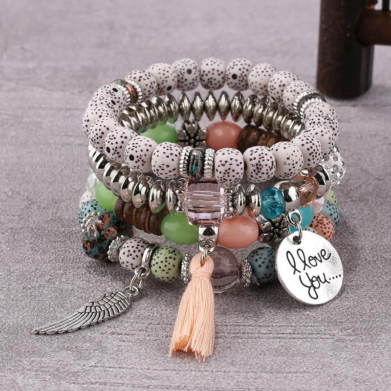 Handmade Elegant Colorful Multilayer Bead Bracelet