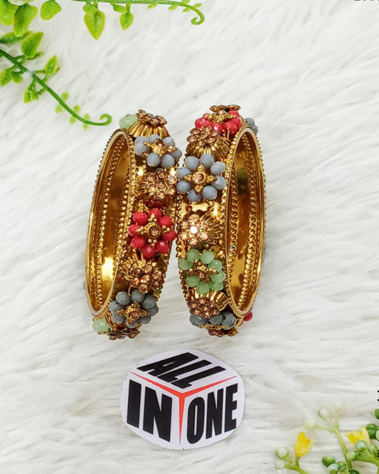 Garden Bloom Multicolor Beaded Bangle Set