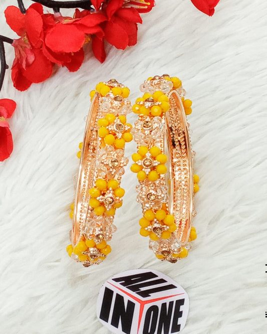 Sunburst Floral Beaded Bangle Set
