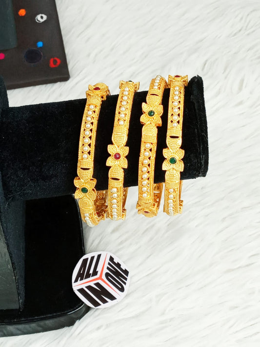 Heritage Pearl and Kemp Stone Bangle Set