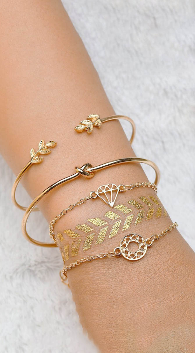 Golden Elements 4-Piece Minimalist Bracelet & Bangle Sets