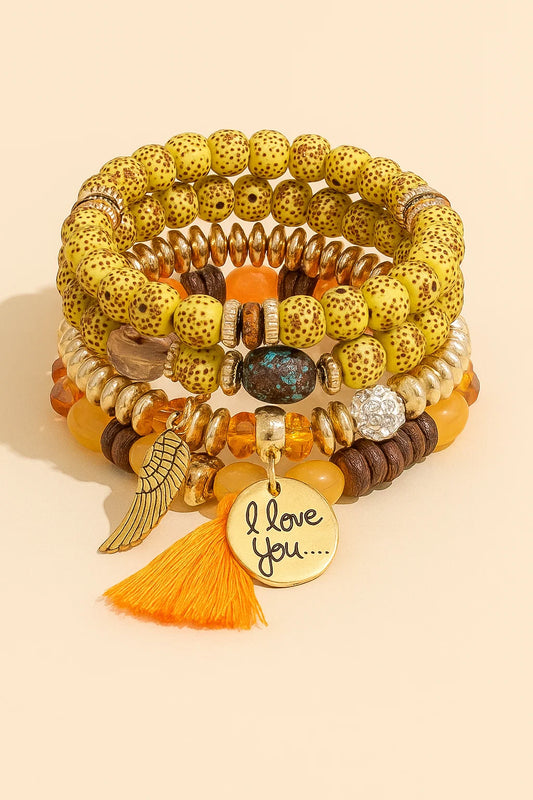 Golden Horizon Multi-Layered Bohemian Charm Bracelet Set