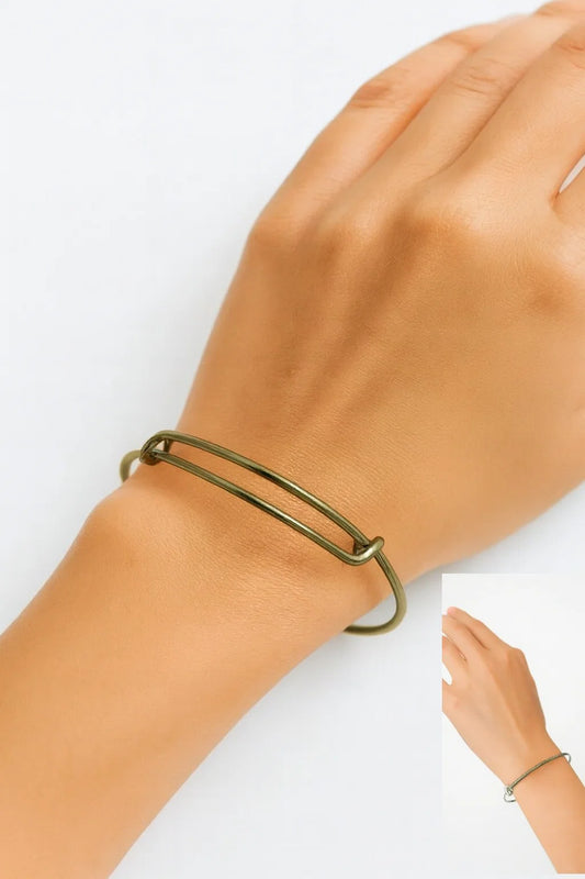 Women’s "Infinite Loop" Green And Antique Adjustable Bangle