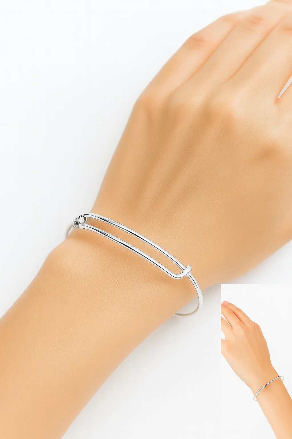 Women’s "Infinite Loop" White Adjustable Bangle