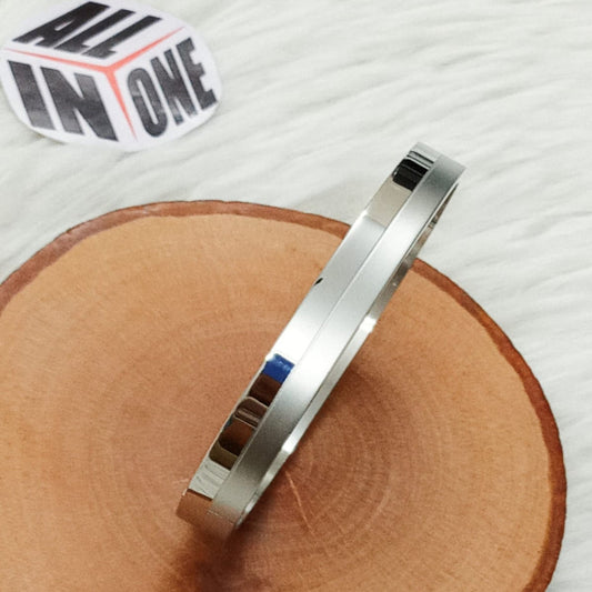 Men’s Dual-Tone Matte & Polished Silver Kada