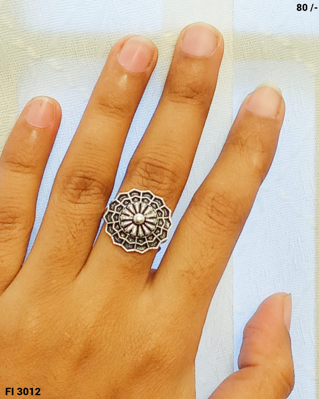 Antique Oxidized Silver Mandala Statement Ring