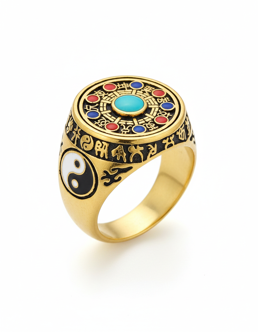 Men’s Gold Mandala Mystic Signet Ring