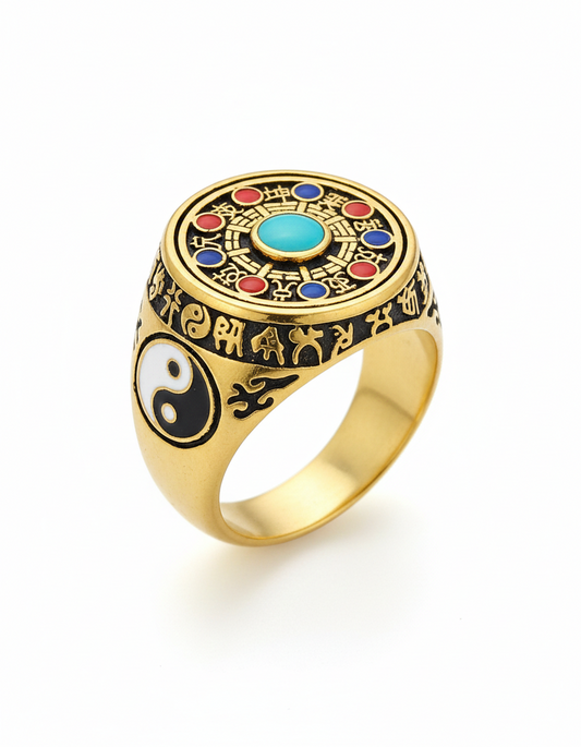 Men’s Gold Mandala Mystic Signet Ring