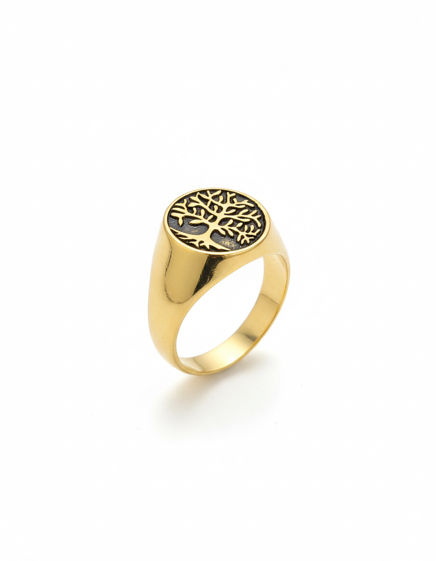 Men’s Gold Tree of Life Signet Ring