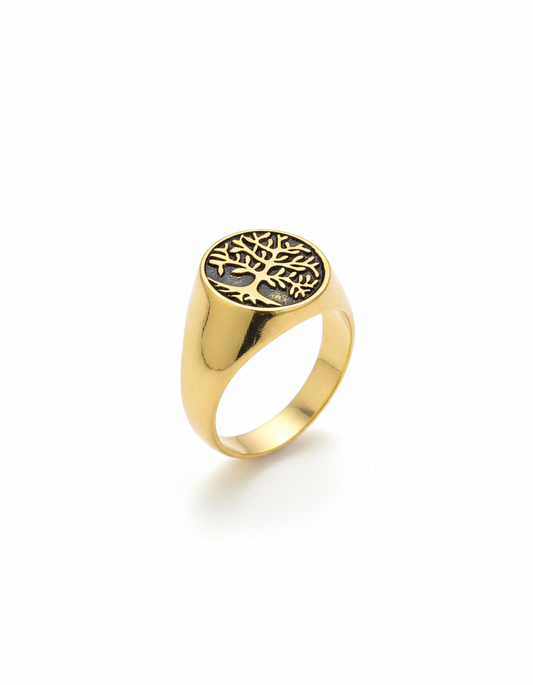 Men’s Gold Tree of Life Signet Ring