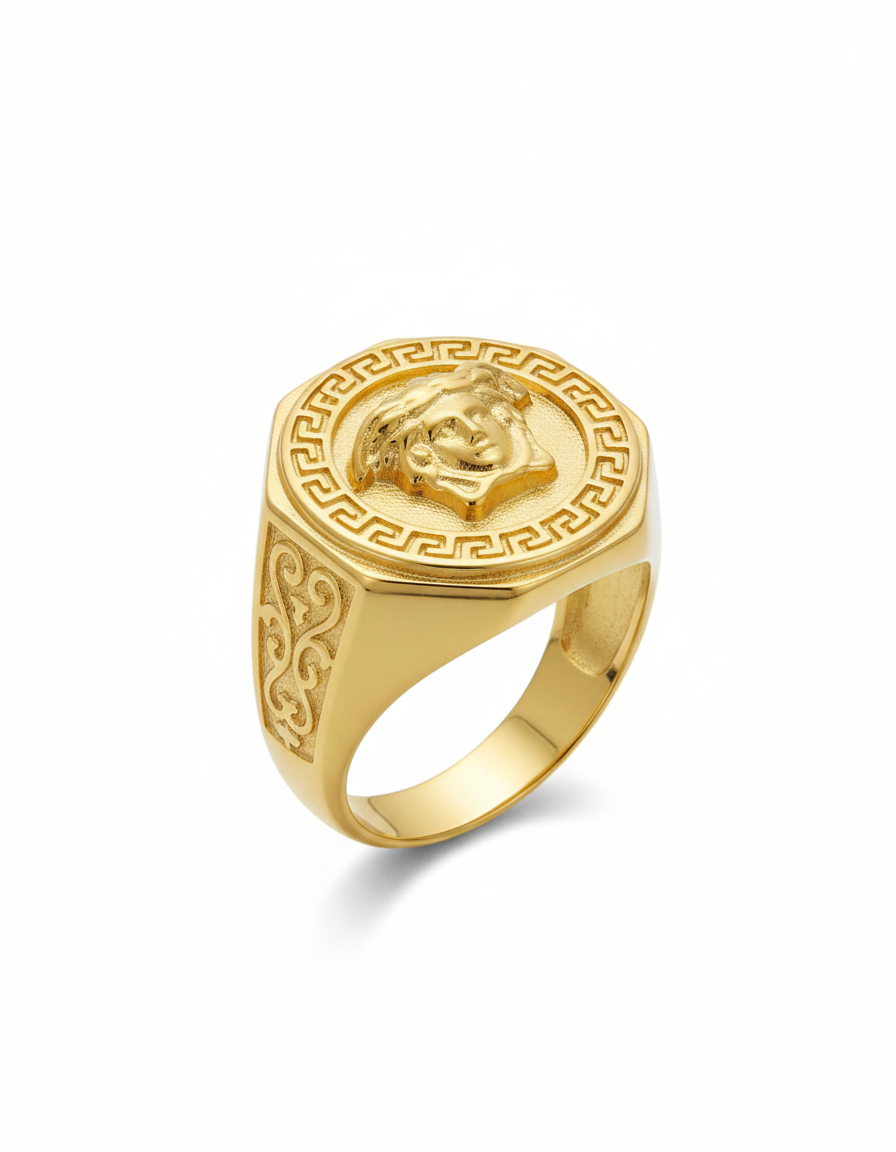Men’s Gold Medusa Heritage Signet Ring