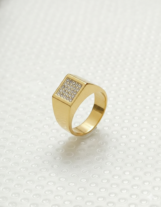 Men’s Gold-Plated Square Signet Ring