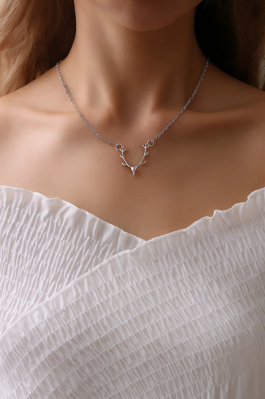 Women’s Silver Antler Charm Necklace