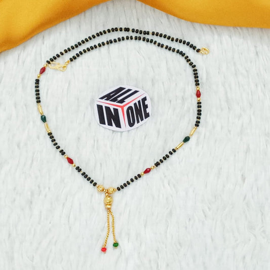 Classic Golden Bead Mangalsutra with Black Accents