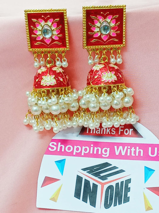 Lotus Meenakari Jhumka