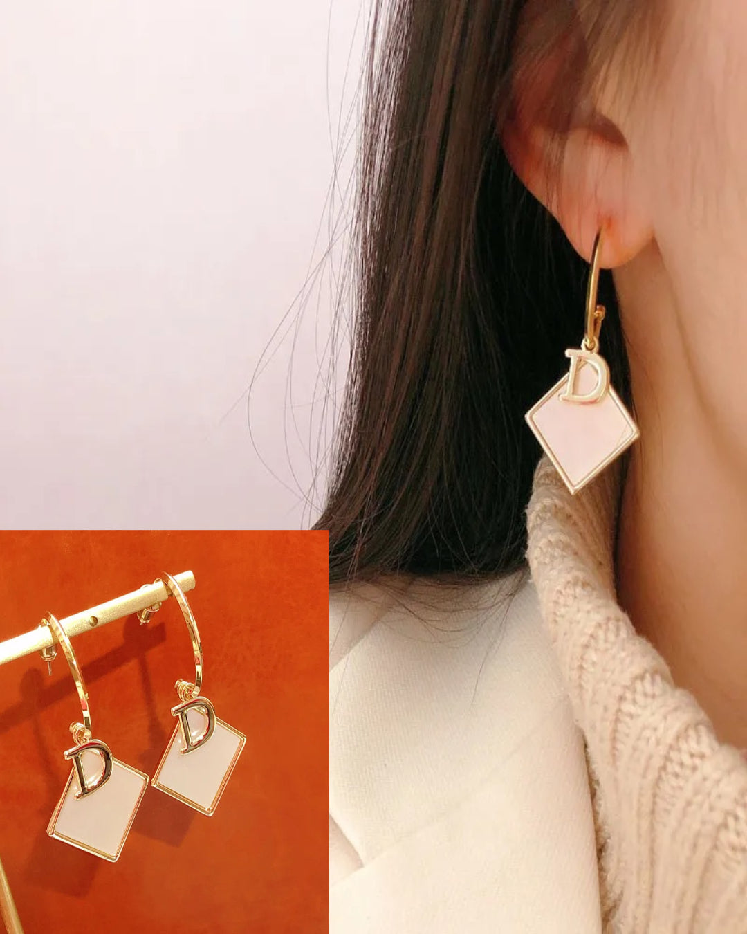 Dior logo and shell worked earring