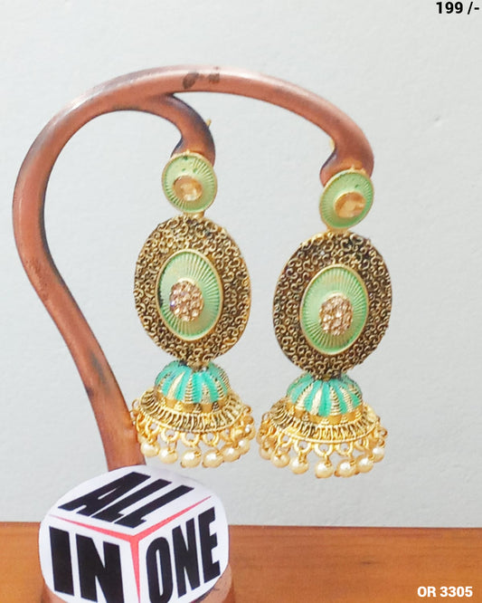 Mint Green Filigree Teardrop Jhumka Earring