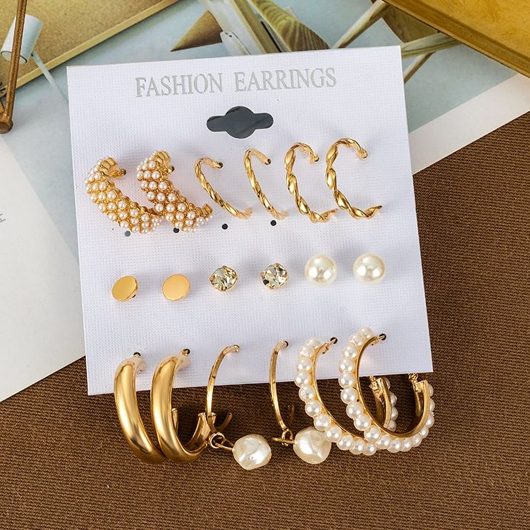 Big Hoop Pearl Earring Set