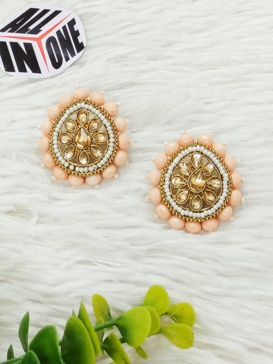 Women’s Peach Blossom Kundan Stud Earrings