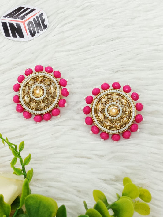 Women’s Magenta Radiance Kundan Stud Earrings