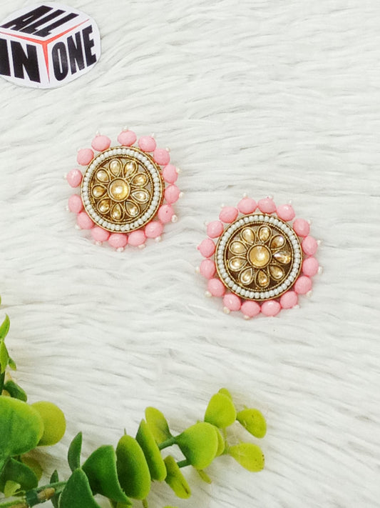 Women’s Petal Pink Kundan Stud Earrings