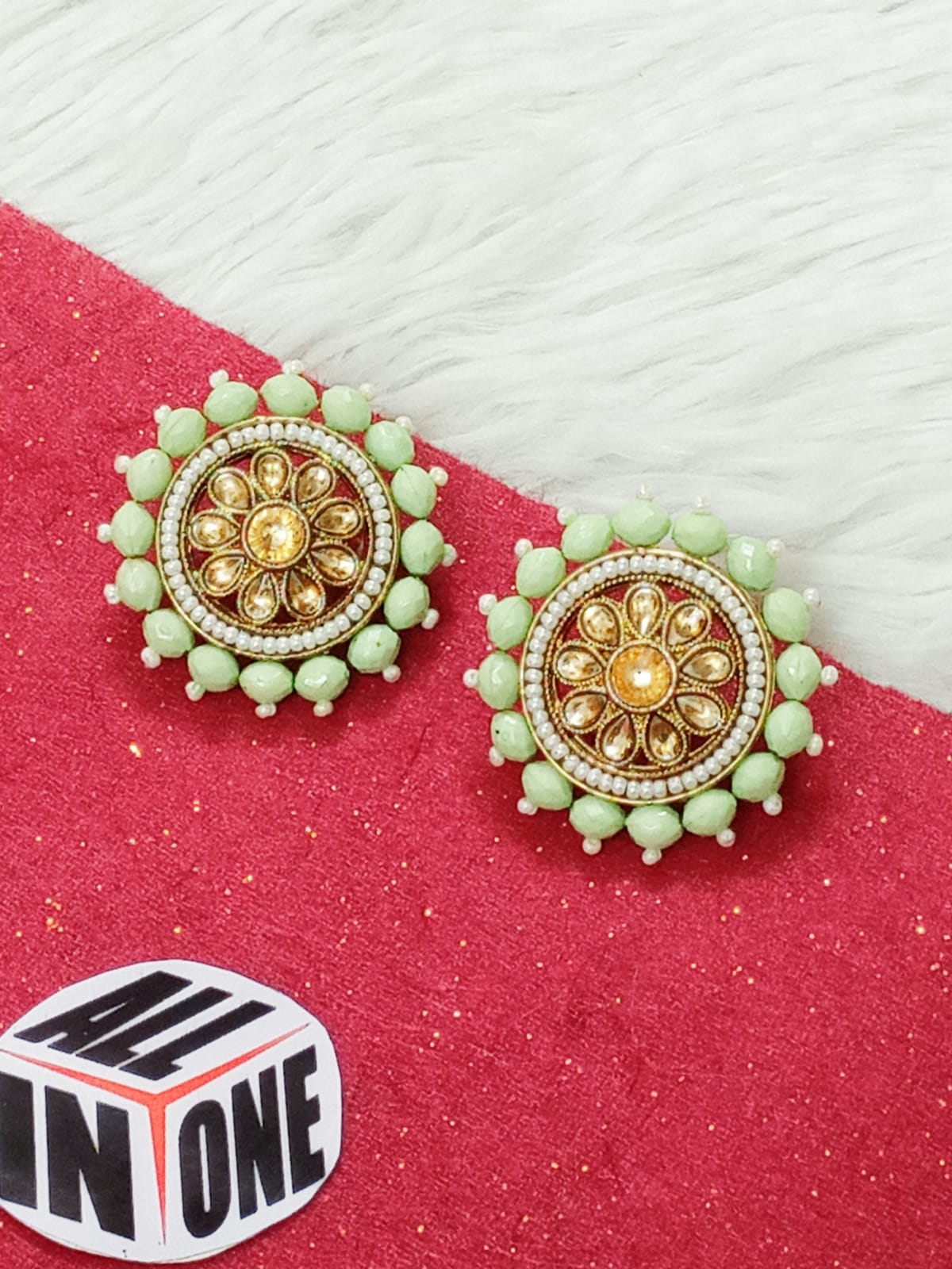 Women’s Mint Garden Kundan Stud Earrings