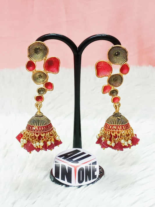 Golden Sunshine Abstract Jhumka Drops