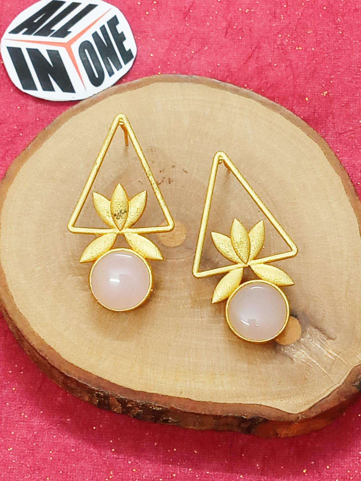 Geometric Lotus Rose Quartz Drops