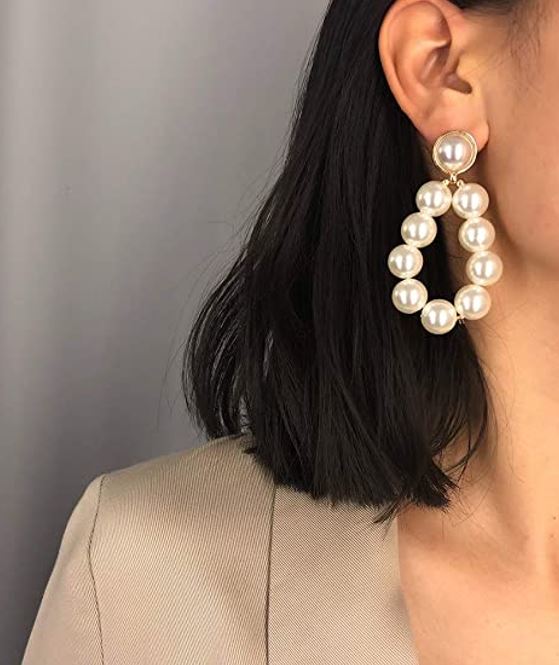 Women’s Radiant Pearl Teardrop Hoop Earrings