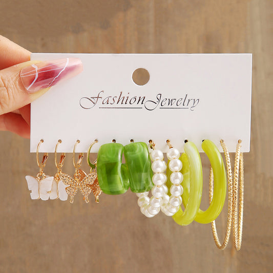 Women’s "Green Garden" 6-Pair Mixed Earring Set