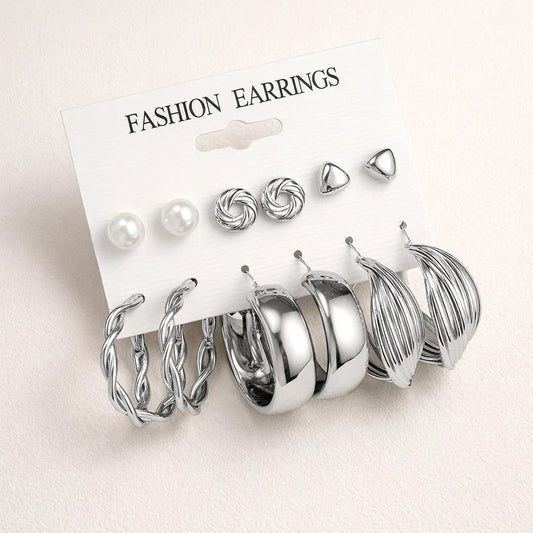 Women’s "Silver Symphony" 6-Pair Mixed Earring Set